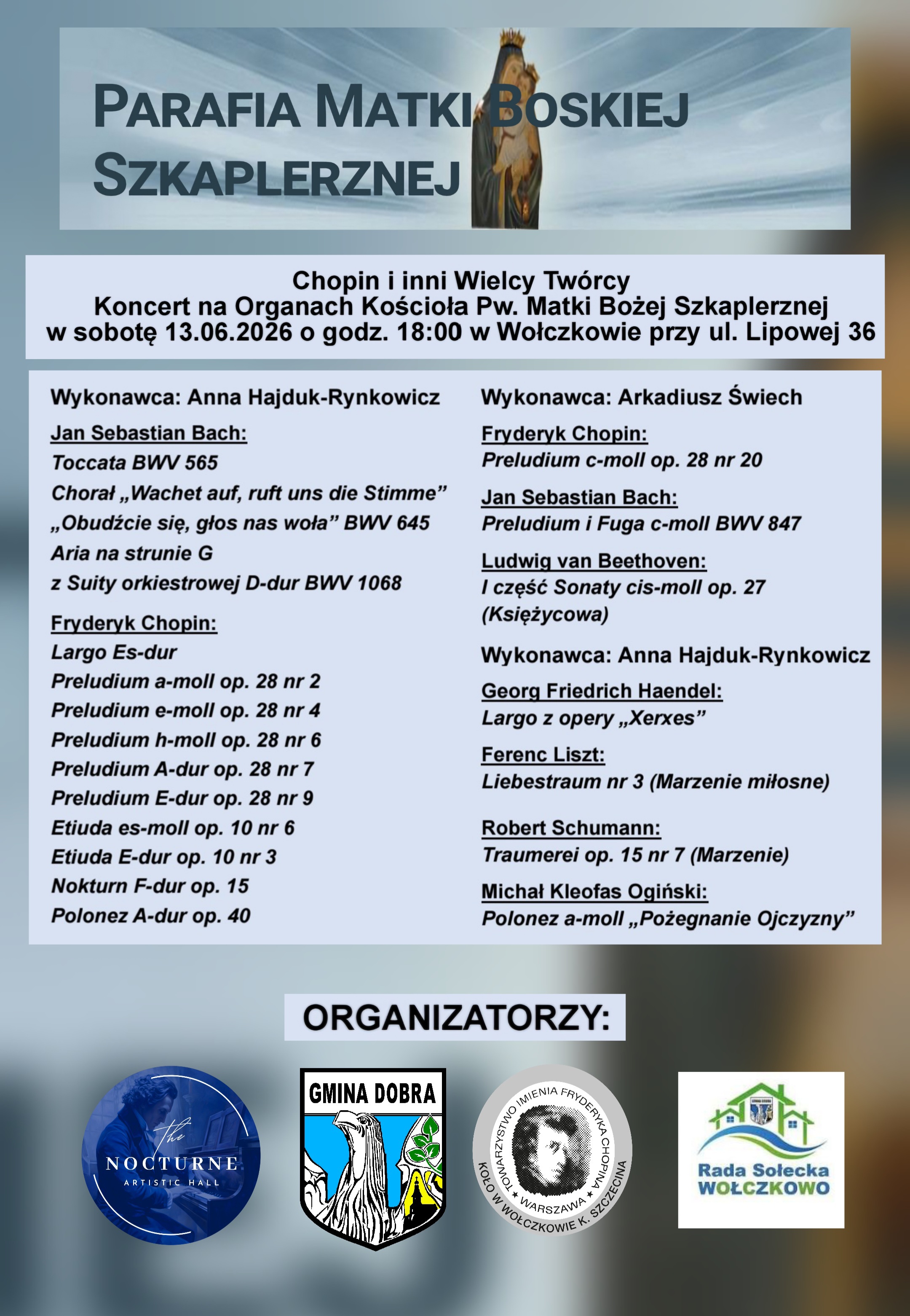 Chopin, Bach i Beethoven w sercu Wołczkowa. Wyjątkowy koncert na zabytkowych organach