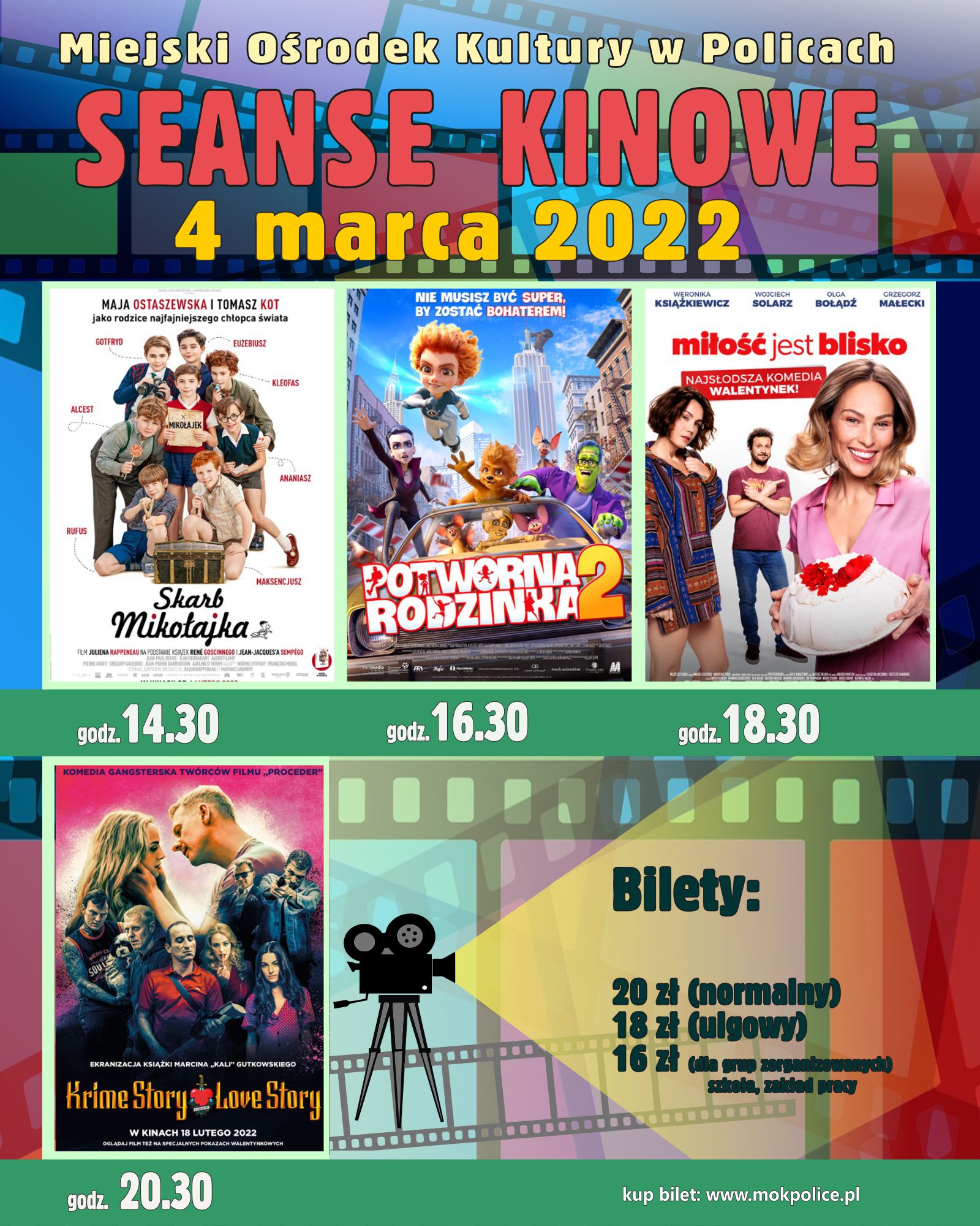 4 marca kino Miejskiego Ośrodka Kultury w Policach zaprasza na 4 nowe, interesujące seanse filmowe